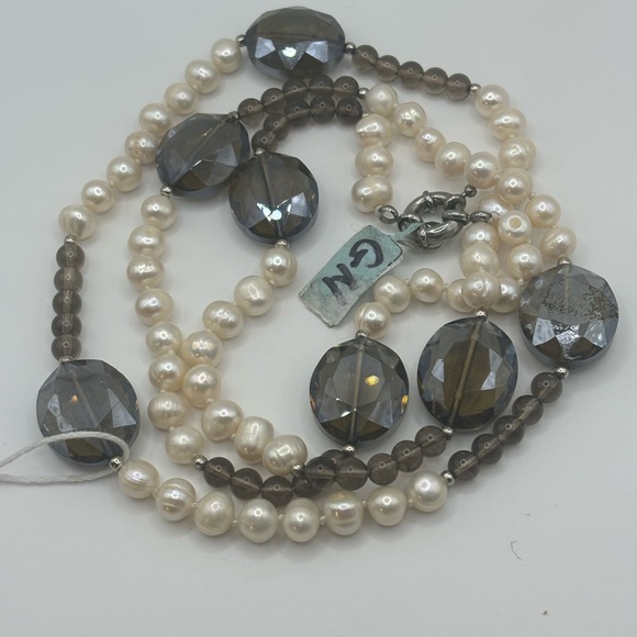 Smoky Quartz Pearl and Sterling Silver Necklace NWT - Picture 4 of 12